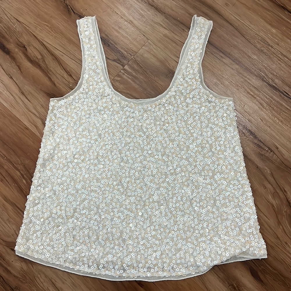 Express Womens cream sequin crop top